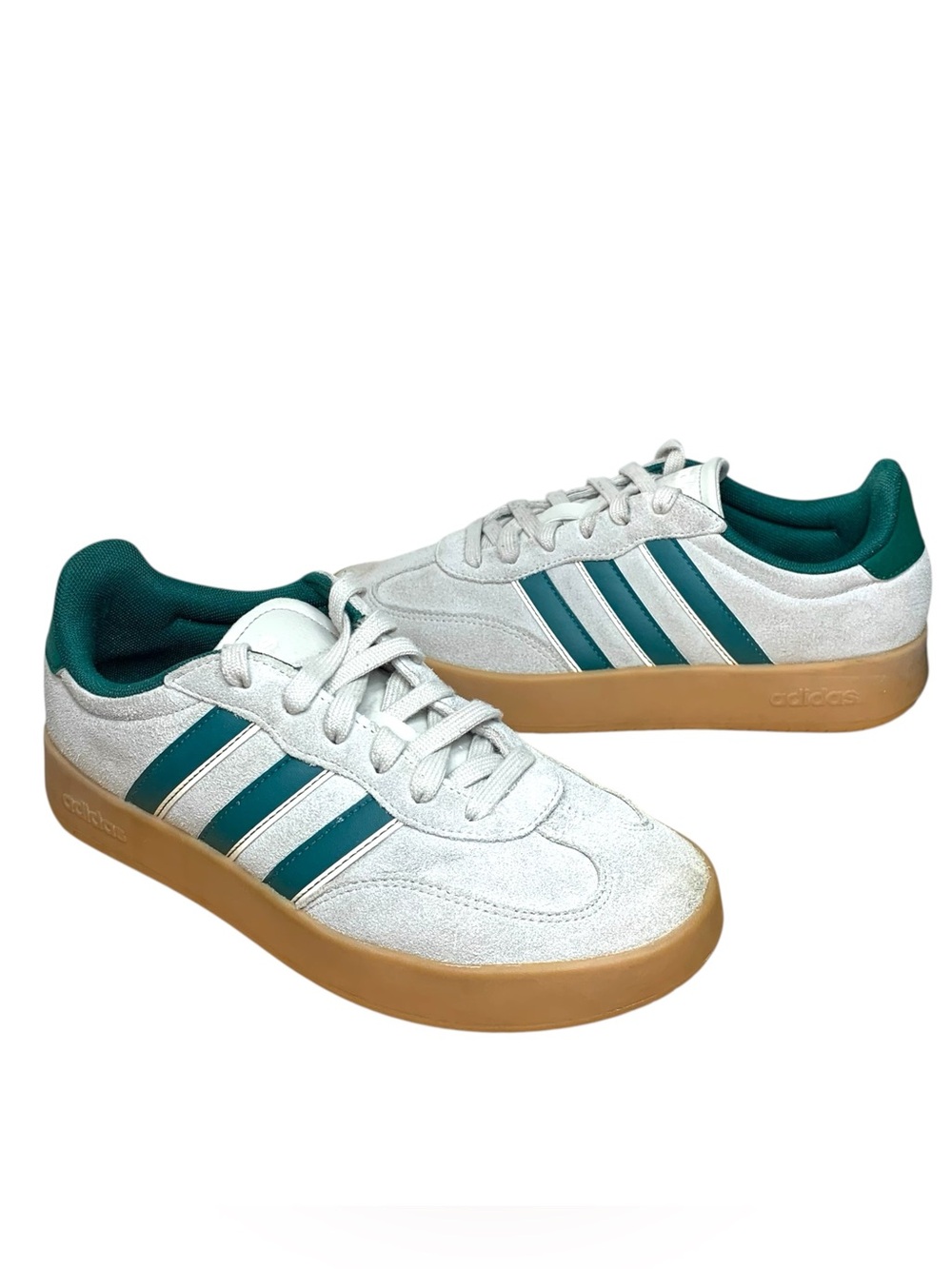 Adidas Barreda Suede Sneakers Gray Green Stripes Collegiate Sz 7.5 Gum Sole